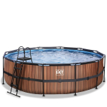 Karkasinis baseinas su smėlio filtru Exit Wood &oslash;488x122 cm, rudas