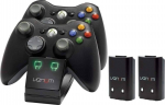 Dvigubas įkroviklis Xbox 360 valdikliui su baterijomis juodos