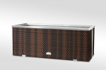 Lauko vazonas i&scaron; poliuretano su aliuminio metalo apdaila 98 cm x 25 cm x 34 cm, rudai juoda