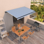 Automatinė i&scaron;traukiama markizė VidaXL 450x350 cm mėlyna
