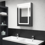 Veidrodinė vonios spintelė su LED ap&scaron;vietimu, 50x13x70cm, pilka, Pilka