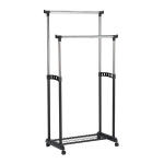 Drabužių kabyklos vežimėlis FRY 83x43xH93,5-168cm, juodas/chromas
