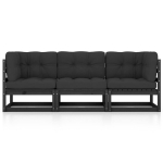 Trivietė sodo sofa su pagalvėlėmis