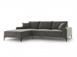 Mink&scaron;tas kampas Mazzini Sofas Madara, veliūras, &scaron;viesiai pilkas/juodas