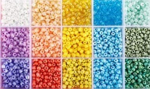 Stiklinių apvalių karoliukų (biserio) 6/0 RainBow&reg; 15 pastelinių spalvų po 10 g rinkinys