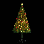 Dirbtinė Kalėdų eglutė su žaisliukais ir LED, 180 cm, žalia