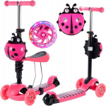 Triratis paspirtukas su LED 2-in-1 (rožinis)