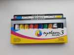 Akrilinių dažų rinkinys "System 3 "Studio" Daler Rowney, 10 spalvų po 37ml+teptukas.