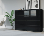 Komoda 3xEliving DEMI su 8 stalčiais, 120 cm, spalva: Juodas