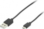 Usb-a į Micro Usb B kabelis, 1m, juodas, duomenų perdavimas ir įkrovimas