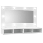 Veidrodinė spintelė su led ap&scaron;vietimu, balta, 90x31,5x62cm, Balta