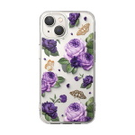 Apsauginis dėklas su geliniu rėmeliu iPhone 14 Plus Fusion Design, violetinės rožės