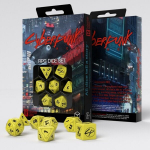 Žaidimų kauliukų rinkinys Cyberpunk RED RPG, geltonas