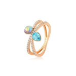 Paauksuotas žiedas su Swarovski kristalais