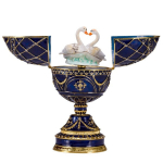 Faberge stiliaus muzikinis kiau&scaron;inis, papuo&scaron;alų dėžutė su dviem gulbėmis