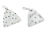 Kepurė kūdikiams Nyk&scaron;tukas Black dots/Bloom 5903175920812, balta, 2 vnt., 0/2 mėn