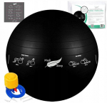 Juodas gimnastikos kamuoliukas 65 cm Medi Sleep + nemokamos instrukcijos ir pompa