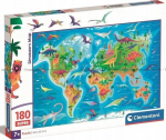 Dėlionė su dinozaurais Clementoni SuperColor Dinosaurs Map, 180 d.