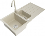 Granitinė virtuvinė plautuvė Mexen Andres su mai&scaron;ytuvu ir sifonu, Beige