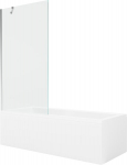 Vonia Mexen Cubik su apdaila ir stiklo sienele, 160x70 cm + 90 cm, White+Chrome/Transparent