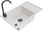 Granitinė virtuvinė plautuvė Mexen Elias su mai&scaron;ytuvu ir sifonu, White+Black