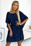 Blizganti kokteilinė suknelė, tamsiai mėlyna, 2XL/3XL