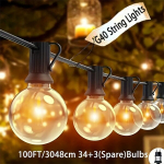 LED lauko girliandų lemputės G40, 100FT/30,5m 34+3(Atsarginės)Lemputės