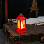 Tradicinė LED žibintų žvakidė, Kalėdų dekoracija., Raudona