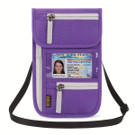 Kelioninė Kaklo Piniginė su RFID Apsauga, Pasas.,  Violetinė
