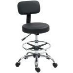 Biuro kėdė, kompakti&scaron;ka sukiojama kėdė, reguliuojamo auk&scaron;čio, su atrama kojoms, sukiojama 360&deg;, dirbtinė oda, metalas, juoda, Juoda