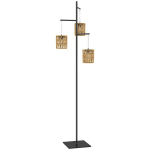 "Outsunny" saulės grindų lempos rotango saulės lempos su &scaron;viesos jutikliu 3 žibintai Automatinis boho stiliaus saulės &scaron;viesos IP44 vandeniui atspari saulės lempa Lauko lempa Saulės žibintas sodo balkonui Lauko vejos kiemas, Geltona
