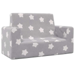 Dvivietė vaiki&scaron;ka sofa, &scaron;viesiai pilka, pliu&scaron;as, su žvaigždėmis