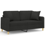 Dvivietė sofa，Poilsio sofa su pagalvėlėmis, juodos spalvos, 140cm, audinys CFE44575