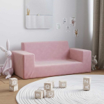 Dvivietė vaiki&scaron;ka sofa，Poilsio sofa, rožinės spalvos, mink&scaron;tas pliu&scaron;as CFE22996