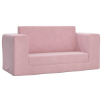 Vaiki&scaron;ka dvivietė sofa-lova, rožinės spalvos, mink&scaron;tas pliu&scaron;as CFE45940