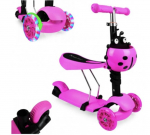 Vaiki&scaron;kas triratis paspirtukas 3in1 Scooter, rožinis
