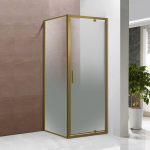 Du&scaron;o kabina Toscana Gold 90X90X195, Easy Clean stiklas 6mm su matiniu dizainu, &scaron;lifuoto aukso profilis, kairė