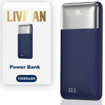 Atsarginis maitinimo &scaron;altinis ("Power Bank") LIVMAN RPP-5 - greito įkrovimo i&scaron;orinė baterija su dviem i&scaron;ėjimais, 10000mAh, 22,5W