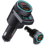 Feegar Q300 PRO FM moduliatorius Bluetooth Stereo AUX Auto-Search Transmiteris BT 5.1 QC 3.0 PD microSD MP3 USB-C 12-24V įkroviklis 38W HD mikrofonas