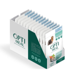 Optimeal &trade; suaugusiems &scaron;unims su la&scaron;i&scaron;a ir mėlynėmis kreminiame padaže, 100 g x 12 vnt