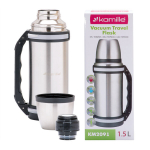 Termosas Kamille KM-2091 (1,5 l.) pagamintas i&scaron; nerūdijančio plieno su rankena ir dirželiu
