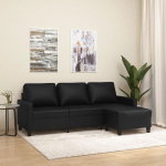 Trivietė sofa vidaXL, juoda