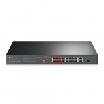 TP-Link TL-SL1218P 16-Port 10/100 Mbps + 2-Port Gigabit Rackmount &Scaron;akotuvas su 16-Port PoE+