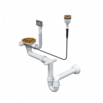 Metalinių plautuvių sifonas Quadron 13SR3(14G)-P1A-PC1 (nuspaudžiamas), vario