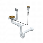 Metalinių plautuvių sifonas Quadron 13SR3(14G)-P1A-PG1 (nuspaudžiamas), aukso