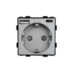 Ki&scaron;tukinis lizdas Feelspot su USB+C jungtimis, pilkas