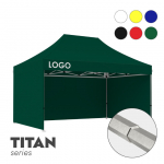 Reklaminė Palapinė 3x4,5 pasirinktos spalvos Zeltpro TITAN su 4 sienomis ir termo lipduku (1 vnt.) ant stogo &scaron;onų