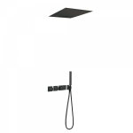 Juoda matinė potinkinė du&scaron;o sistema Tres Block System 20725303NM su 500x500mm lietaus galva ir kriokliu