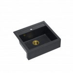 Plautuvė Quadron BILL 110 HCQB6054U8_PVDG1, juoda/aukso (su vietą taupančiu sifonu)