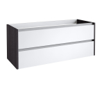 Apatinė spintelė po stalvir&scaron;iu Kame City BUC/12-3DR/1D1P1, Balta blizgi / juodas ąžuolas, 120 cm